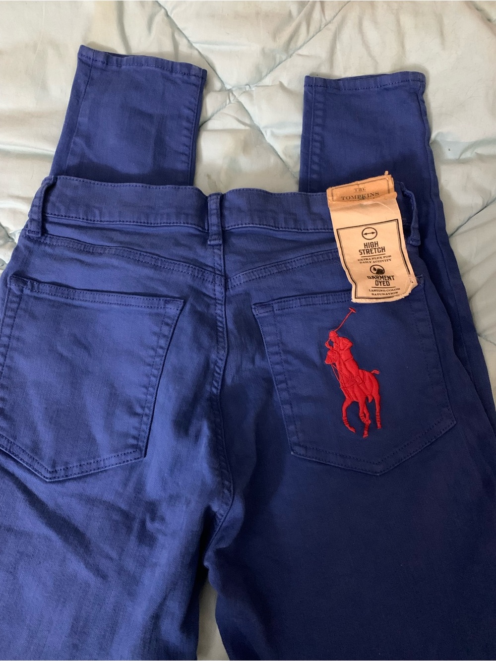 Ralph Lauren Women’s Skinny High-Stretch Jeans - Blue with Red Polo Logo